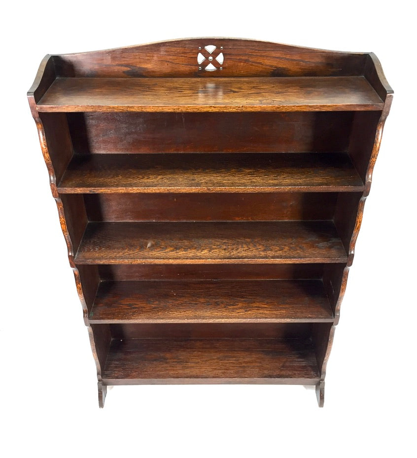Antique Wooden Solid Oak Bookcase / Book Shelf Display Rack Freestanding c1930