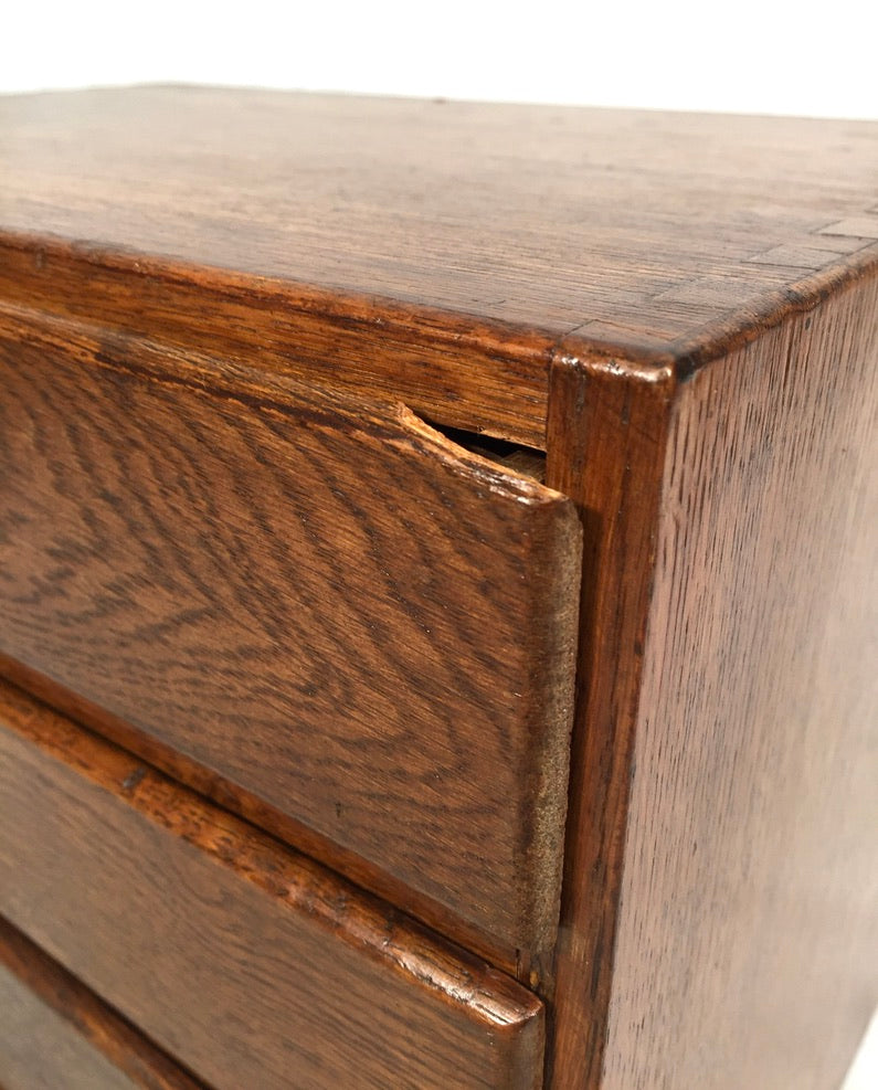 Antique Tabletop Wooden Chest of Drawers / Filing Storage Box Collectors Cabinet