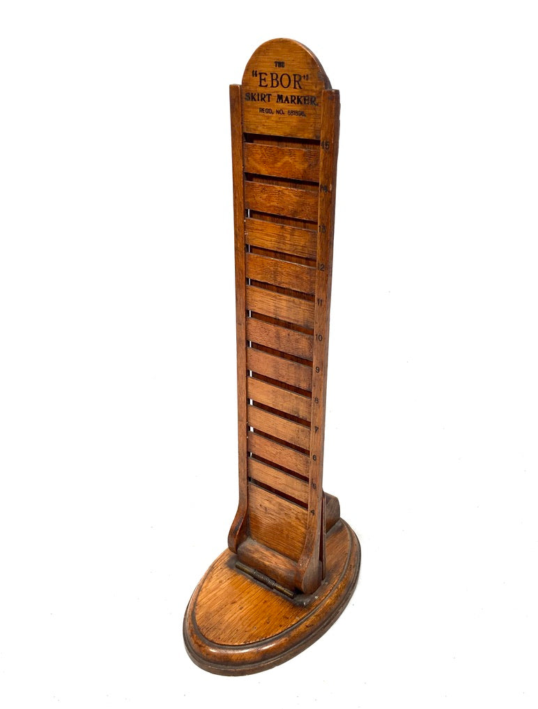 Antique 1920s Wooden Oak "EBOR" Skirt Marker Haberdashery Dressmakers Tool
