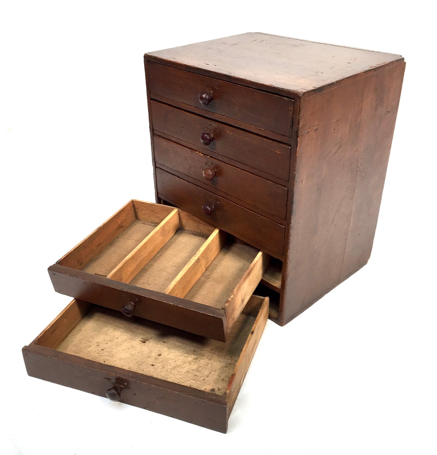 Antique Tabletop Wooden Chest of Collectors Drawers / Storage Box / Cabinet