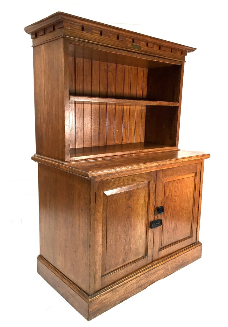 Antique Wooden Solid Oak Bookcase / Display Shelf / Cabinet Cupboard c.1930