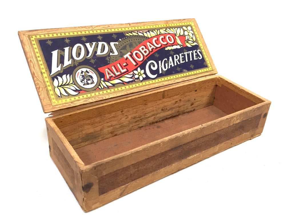 Antique Advertising Pair of Lloyds Tobacco Cigarettes Wooden Shop Display Boxes
