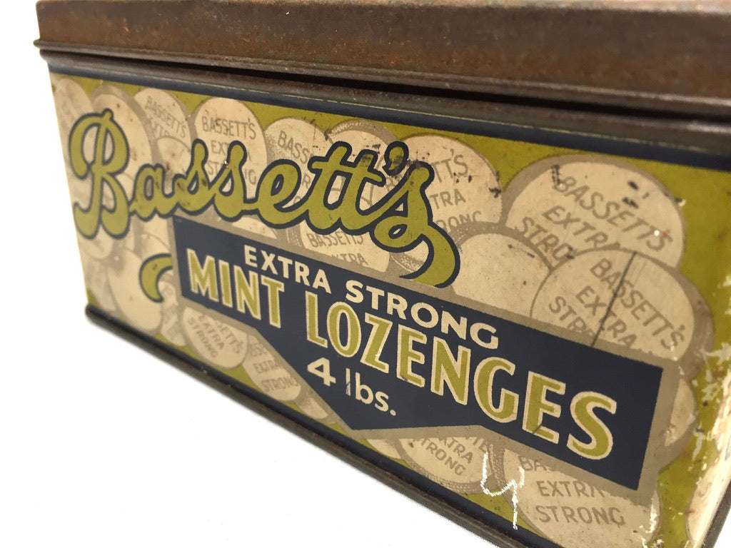 Antique Advertising - Bassets Mint Lozenges Confectionery Shop Display Box Tin