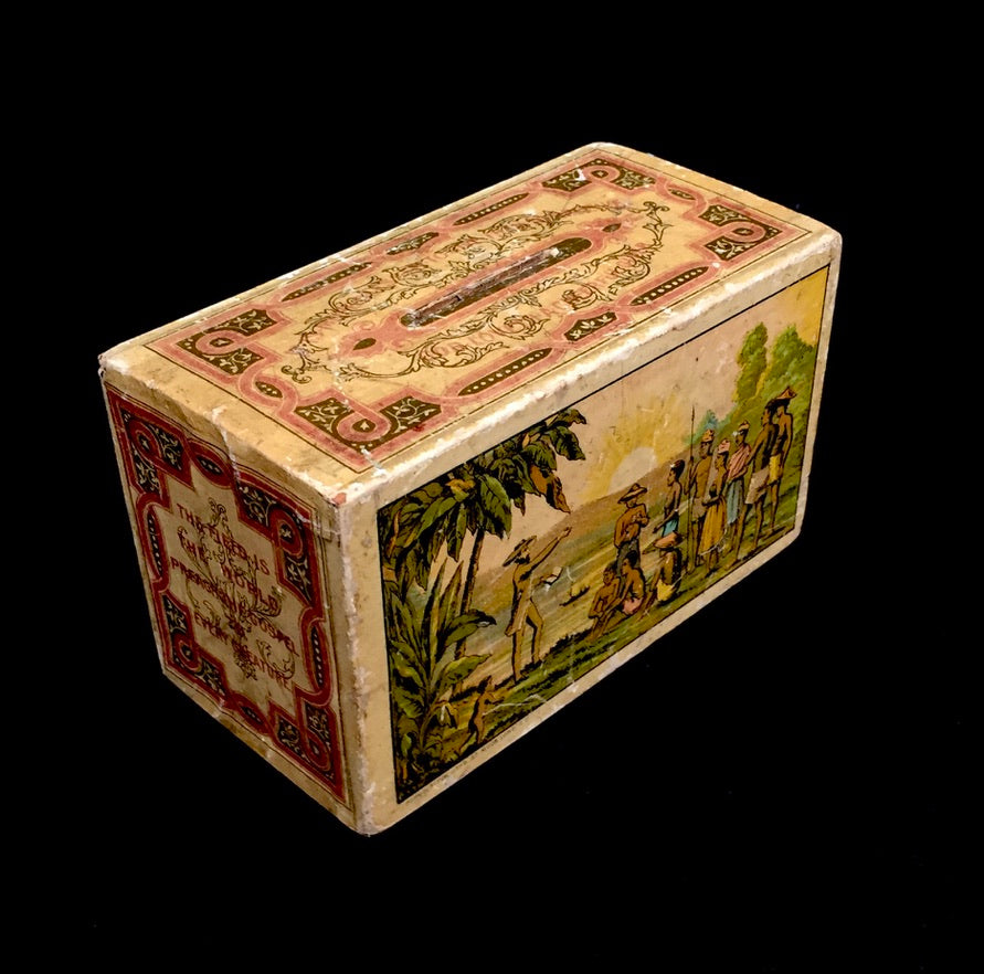 Antique Wooden London Missionary Society "LMS" Box Collection Offering Box