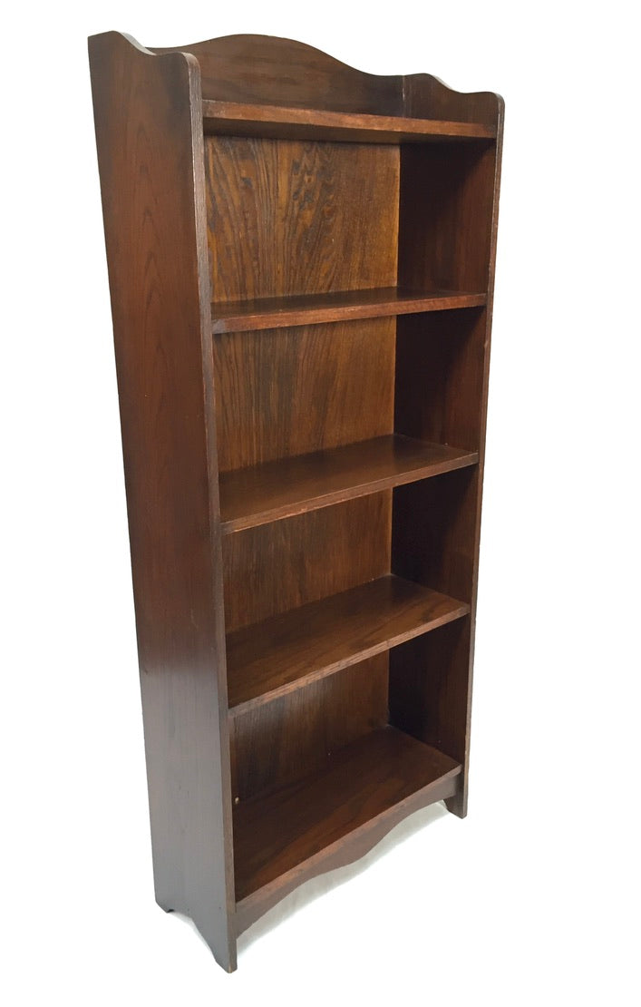 Antique Wooden Oak Bookcase / Book Shelf Display Rack Freestanding c.1950