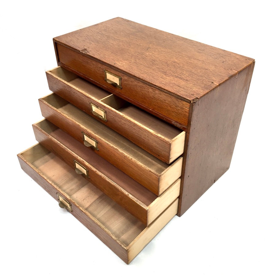 Antique Desktop Wooden Chest of Drawers / Filing Storage Box Cabinet c.1950