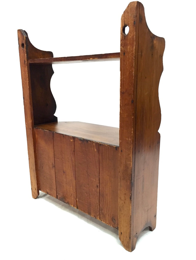 Antique Wooden Poker Work Wall Hanging / Tabletop Shelf / Cabinet / Box