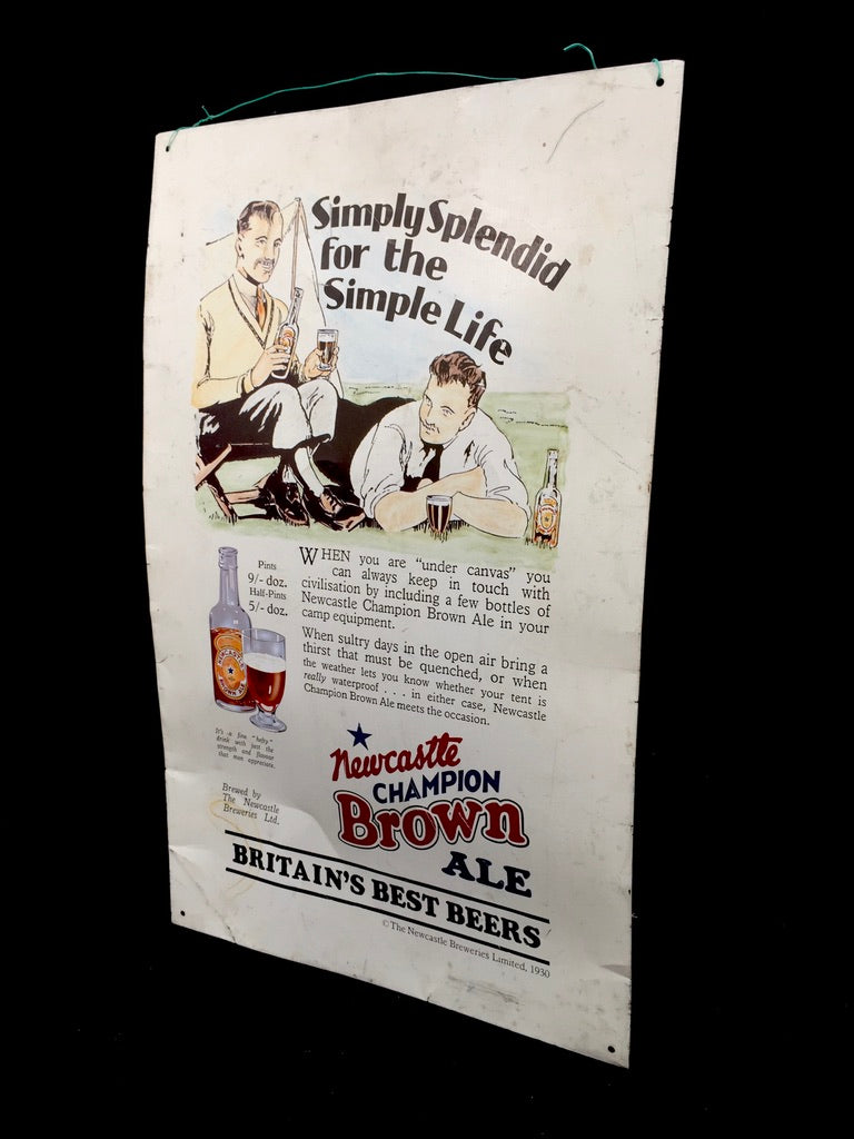 Vintage Advertising Newcastle Champion Brown Ale Simply Splendid Tin Plate Sign