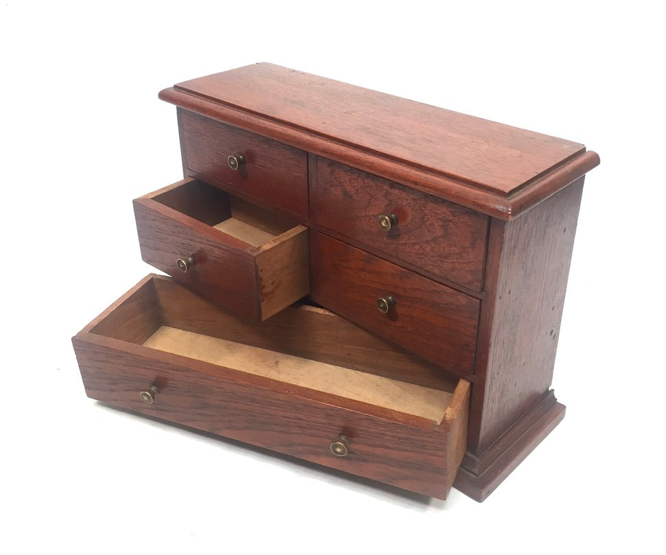 Antique Tabletop Wooden Small Chest of Drawers / Storage Box Cabinet c.1930
