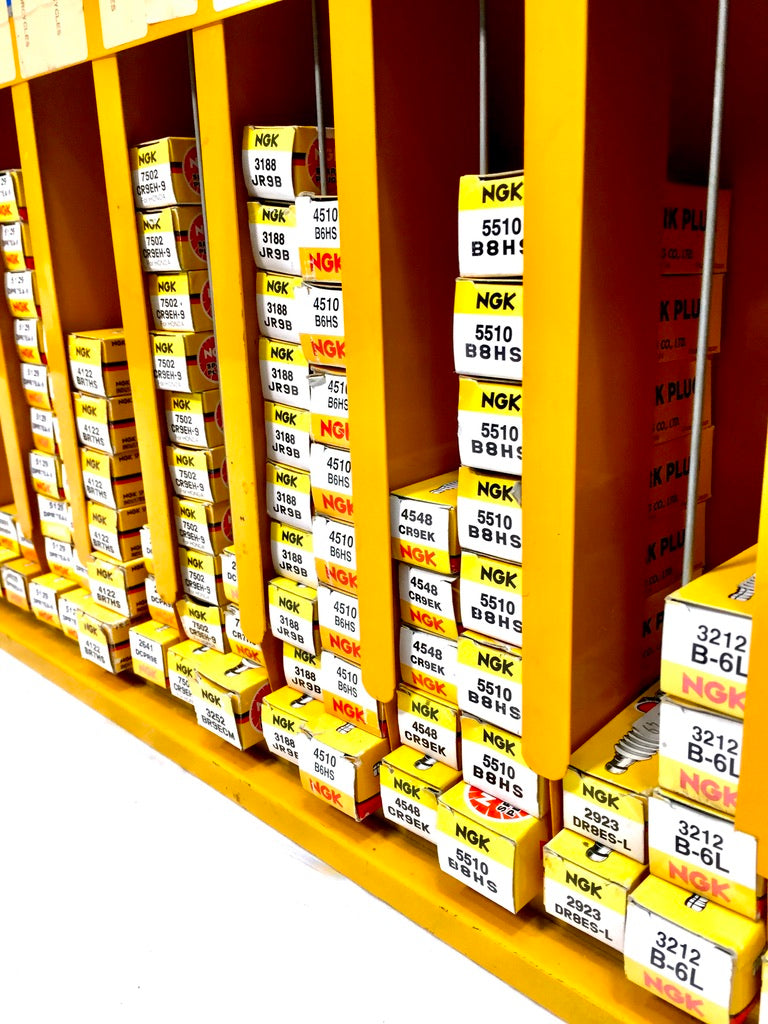 Vintage Advertising - NGK Yellow Metal Garage Silent Salesmen Spark Plug Cabinet