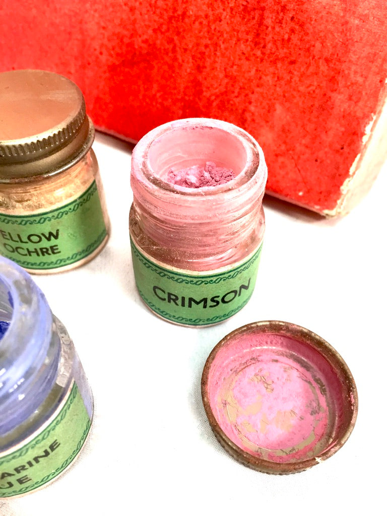 Antique Mid 20th Century Kay Dry Powder Pigment Paint Box / Artists Set in Box
