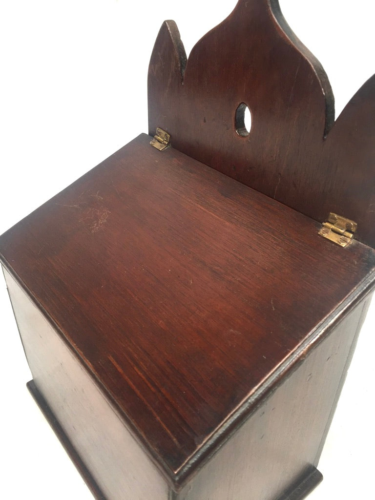 Antique Gothic Revival Wooden Salt / Candle Box / c.1900 Wall Hanging / Tabletop