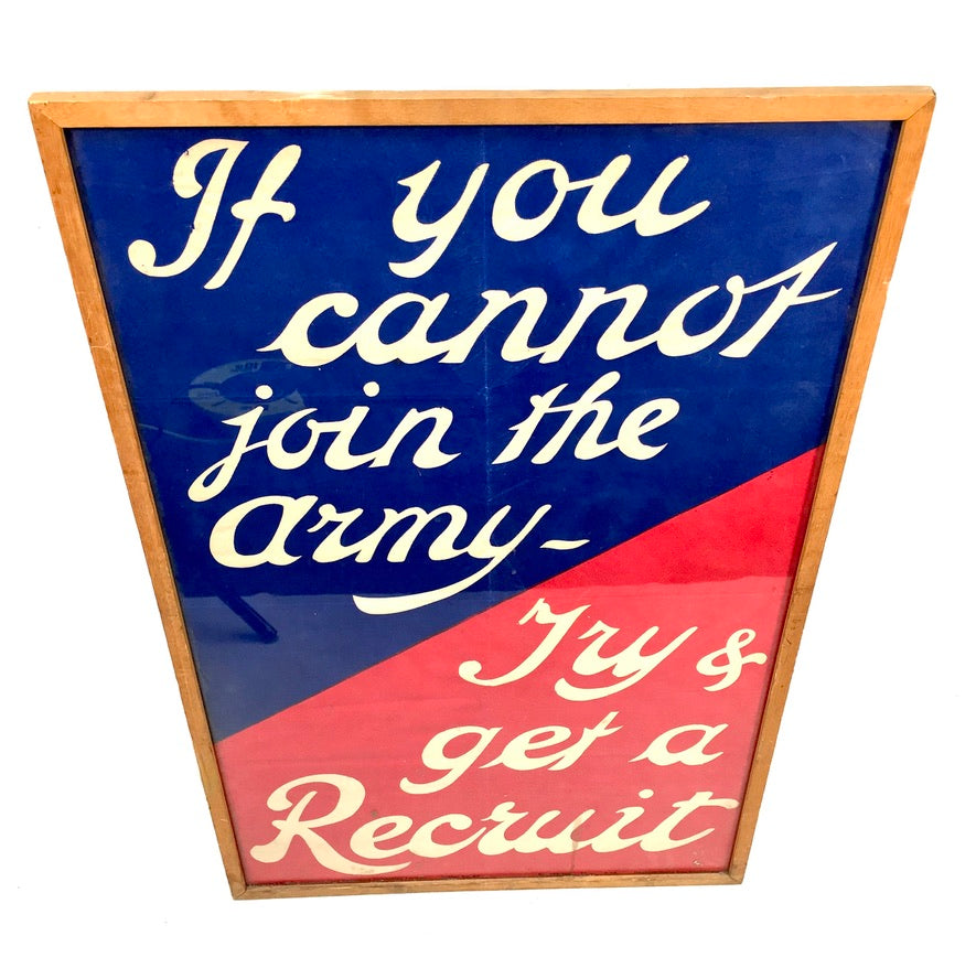 Antique Original WWI Recruiting Poster If You Cannot Join The Army / Framed