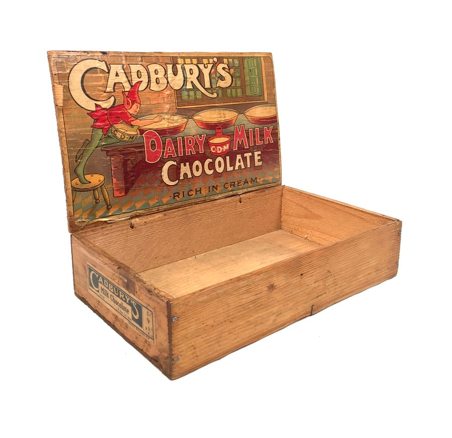Antique Advertising - Cadbury's Dairy Milk Chocolate Wooden Shop Display Box