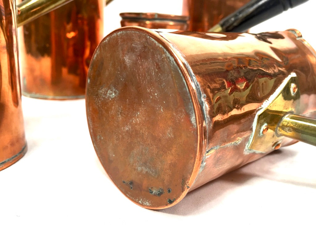 Antique Graduated Set of Five Copper Ale Measures / Jugs / Country Kitchen c1900
