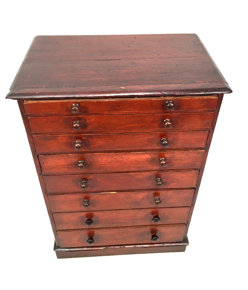 Antique Wooden Large Tabletop Collectors Cabinet Specimen Chest of Drawers c1900