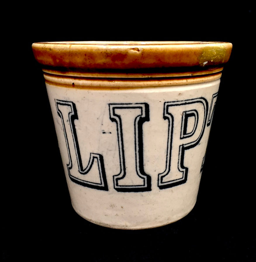 Antique Advertising - Lipton Stoneware Butter Dairy Crock / Pot Utensil Holder