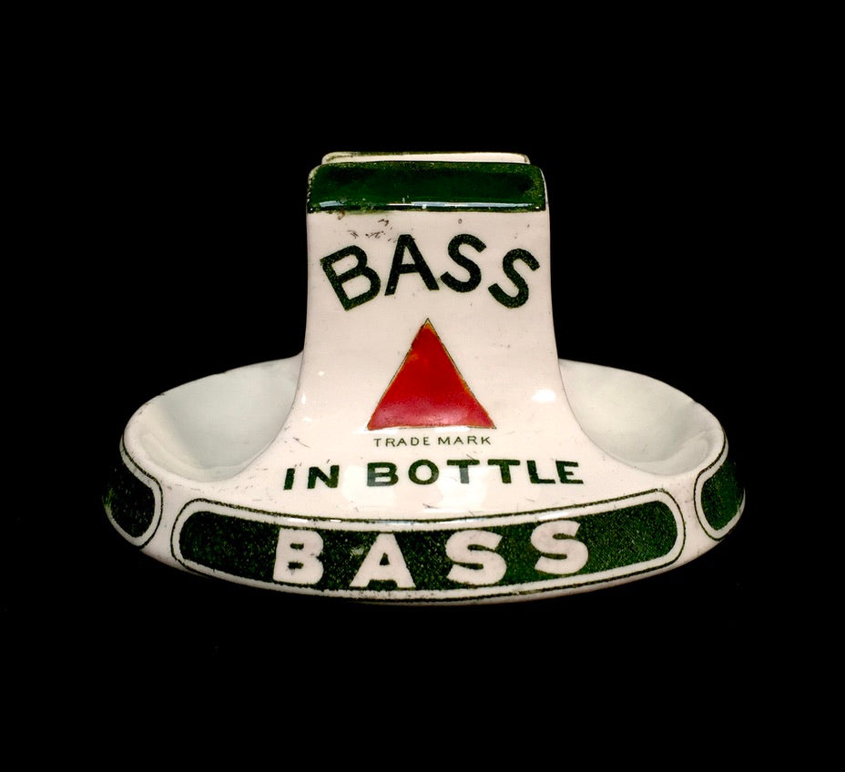 Antique Advertising Ceramic Bass in Bottle Match Box Holder & Striker - Mintons