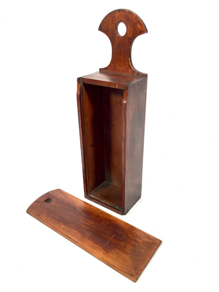 Antique Gothic Revival Wooden Candle Box / c.1900 Wall Hanging / Tabletop