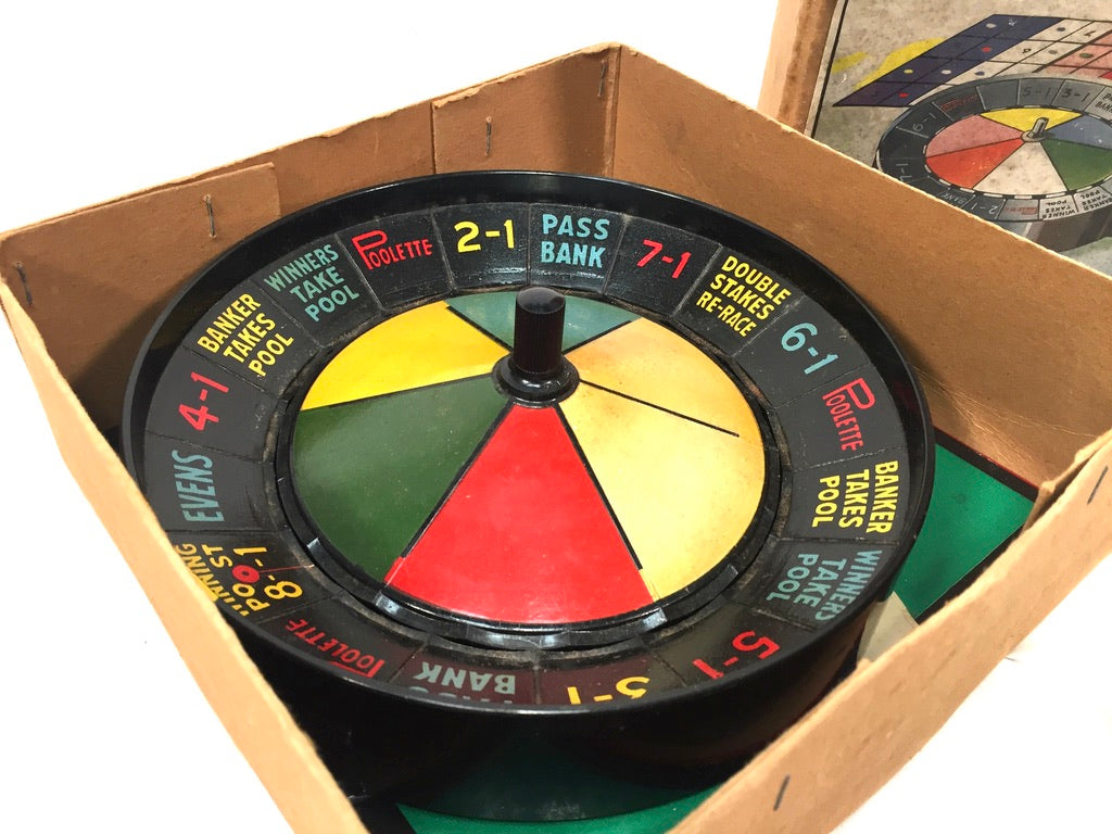 Antique Boxed 1930s Roulette Style Board Game / 'Poolette' / Complete / Vintage