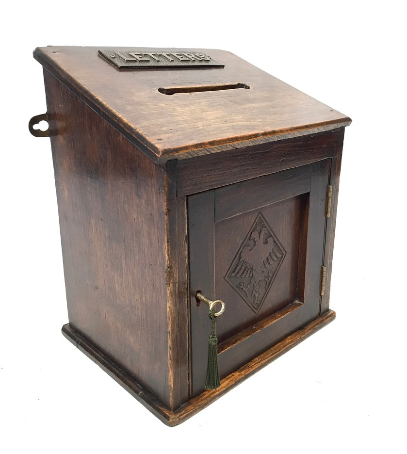 Antique Victorian Country House Wooden Letter / Post Box / Stationery c.1900
