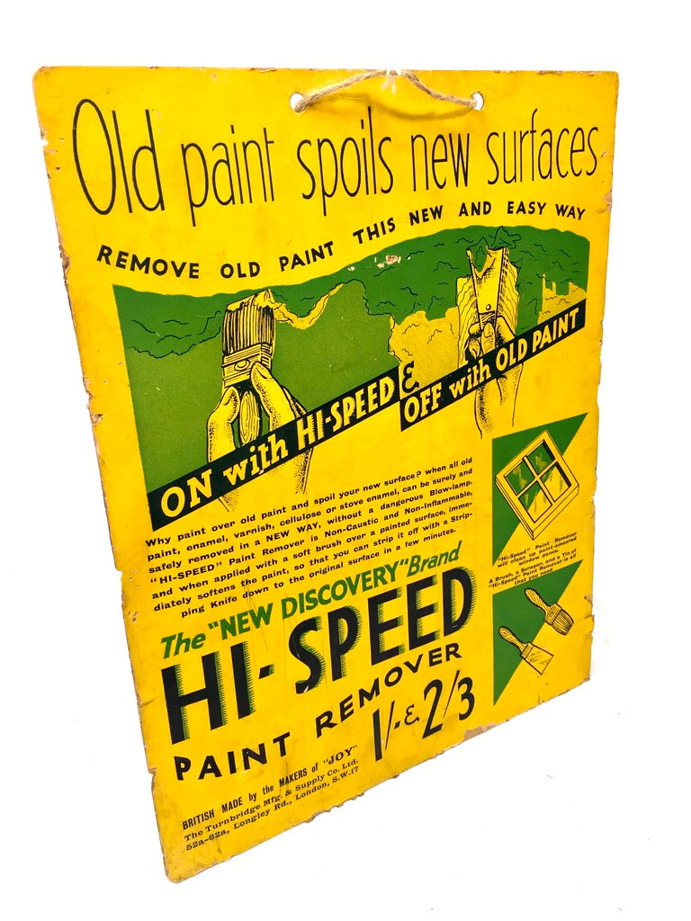 Antique Advertising Shop Display Promotional Showcard Hi-Speed Paint Remover
