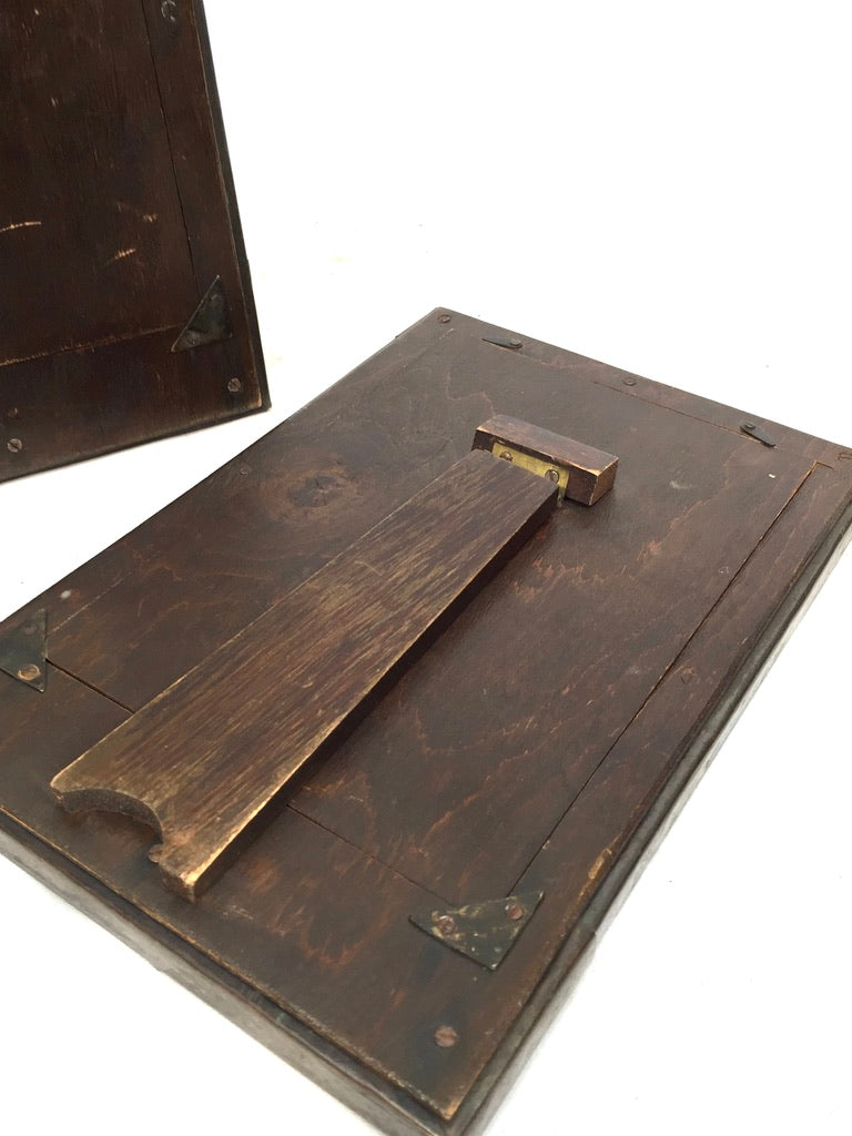Antique Early 20th Century Pair of Copper Front & Wooden Military War Frames