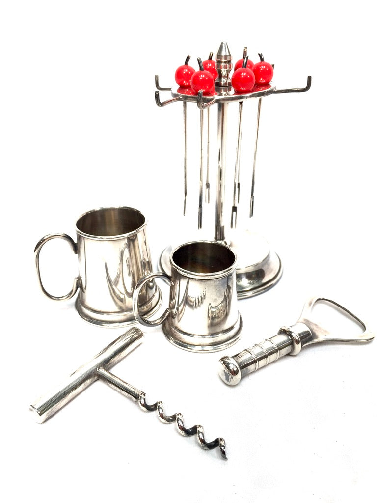 Antique Art Deco Silver Plated Cocktail Set by & PH Vogel &amp; Co / Complete c.1935