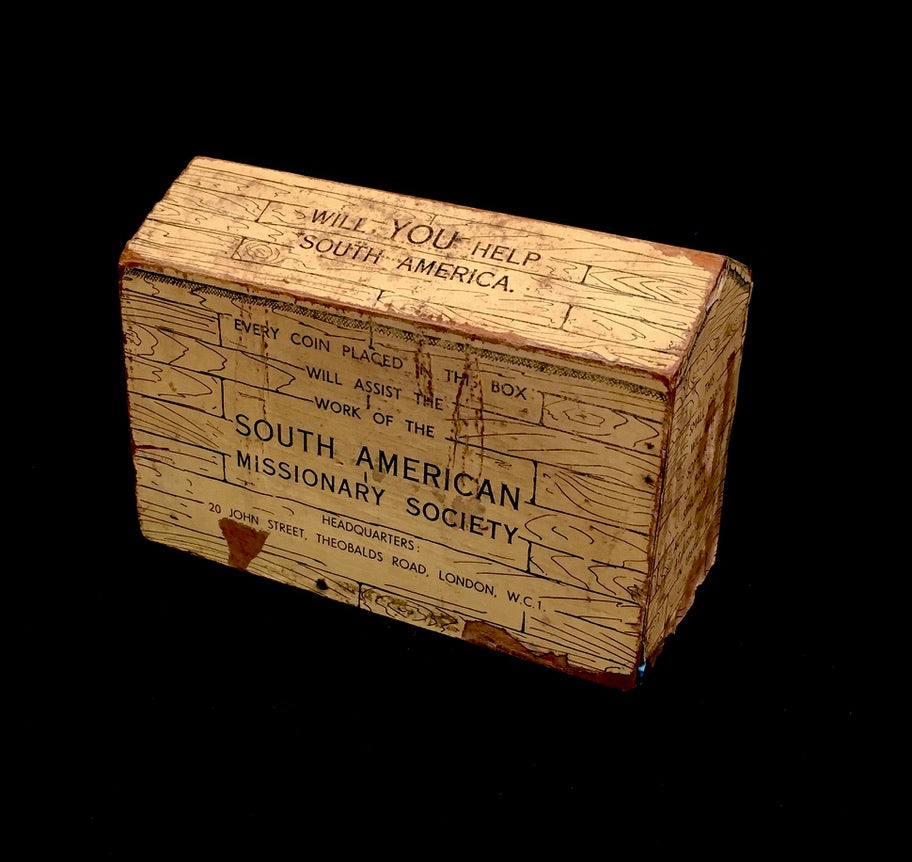 Antique Wooden South American Missionary Society Collection Offering Box c.1900