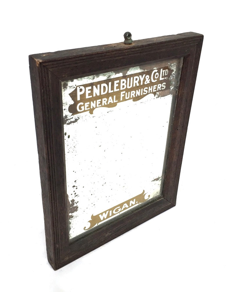 Antique Advertising - Mirror for Pendlebury & Co. Furnishers Wigan / Sign c.1900