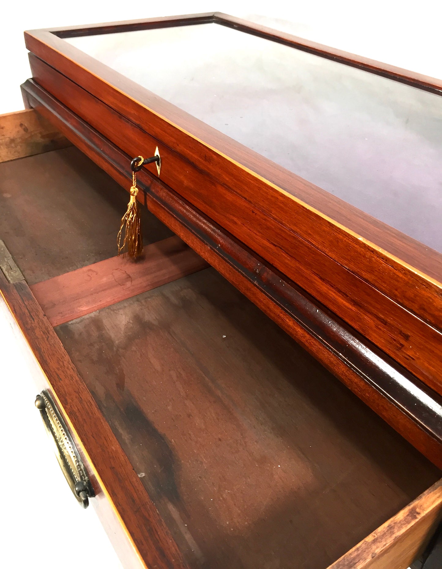 Antique Edwardian Mahogany Wood Bijouterie Display Table & Storage Cabinet c1910