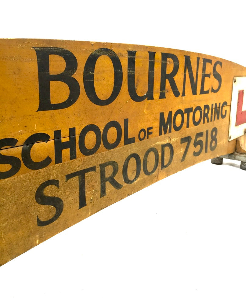 Antique Advertising Strood Motor School Learner Car Mounted Wooden Display Sign