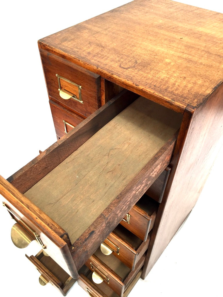 Antique 20th Century Large Wooden Index Card Drawer Unit Storage Cabinet c.1930
