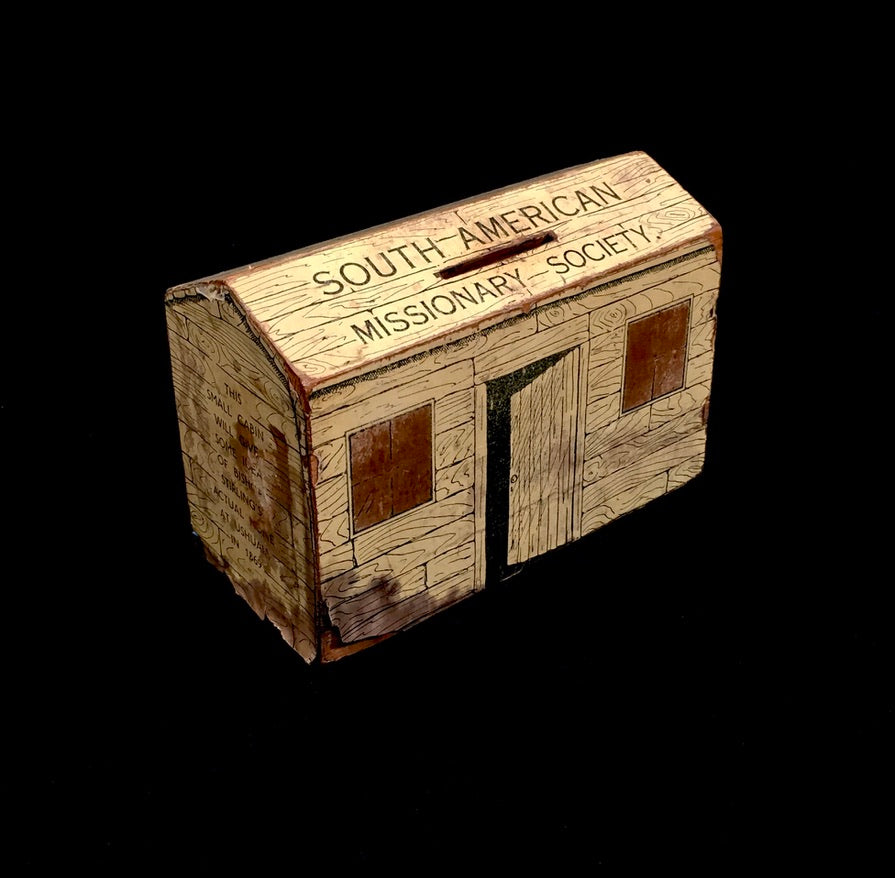 Antique Wooden South American Missionary Society Collection Offering Box c.1900