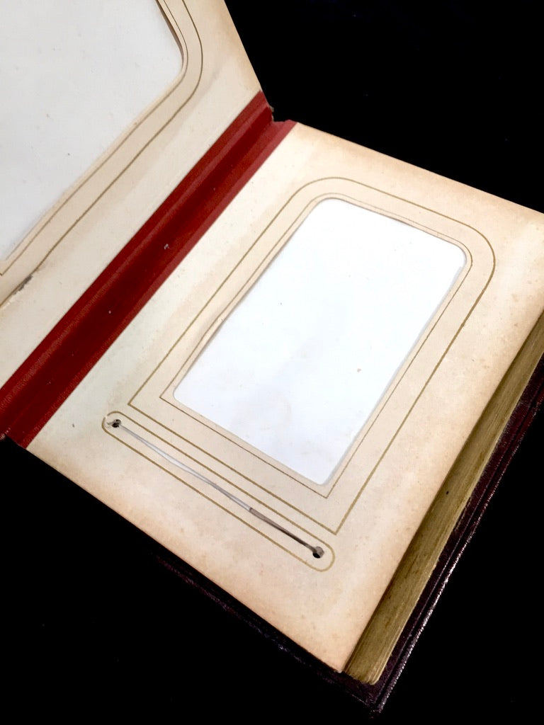 Antique 19th Century Victorian Brown Leather Bound Photo Album Book c.1890