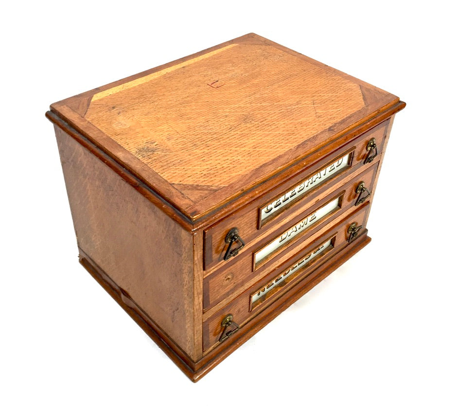 Antique Haberdashery Tabletop Shop Display Needle Box / Display Cabinet Drawers