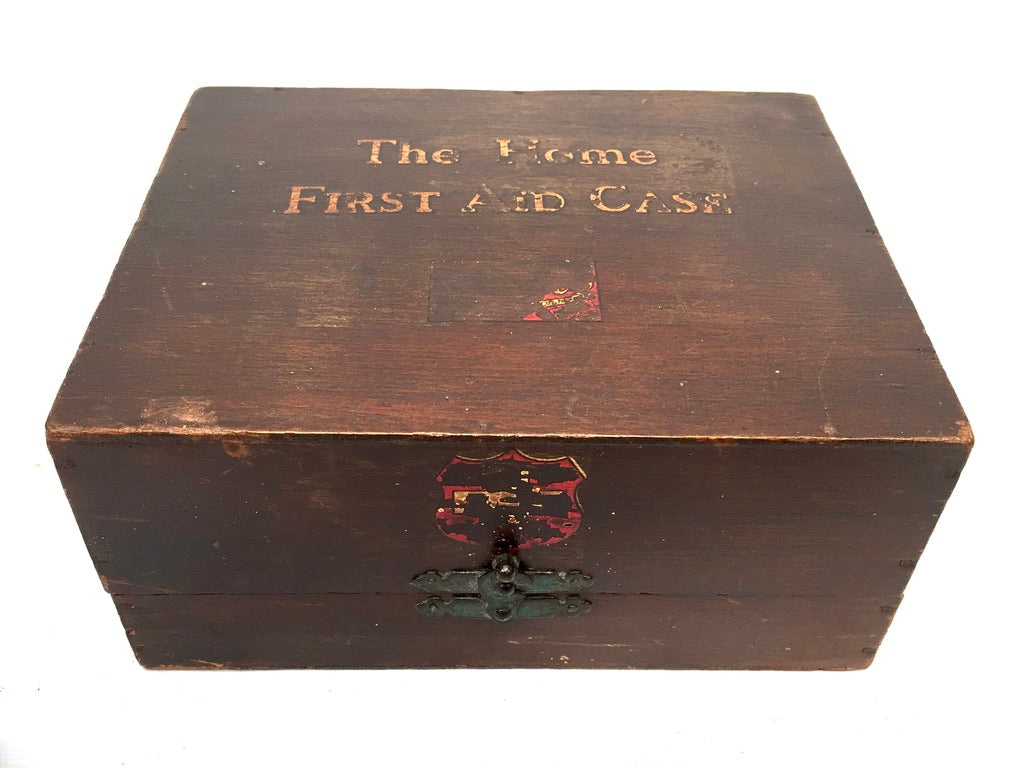 Antique Wooden Boots The Home First Aid Box & Full Contents Apothecary