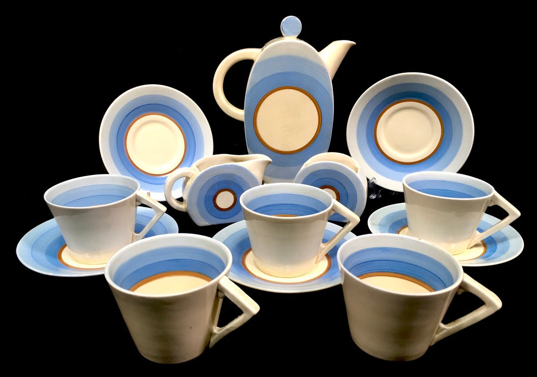 Clarice Cliff - Bonjour Shape Coffee / Tea Set / Art Deco Pottery / Antique