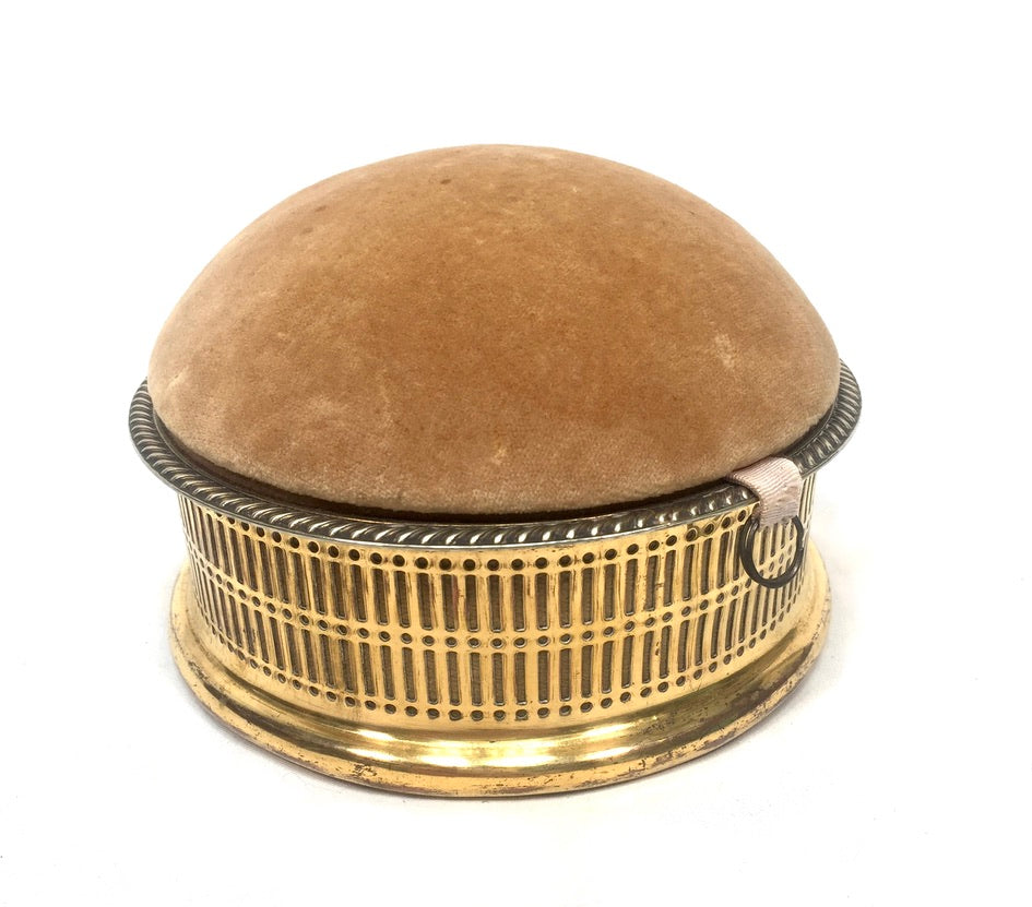 Antique Edwardian Ladies Brass Pin Cushion and Sewing Box / Trinket / Jewellery