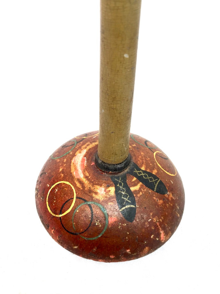 Antique Wooden Hand Painted Tabletop Hat Stand / Top Hat Figurine& c.1920