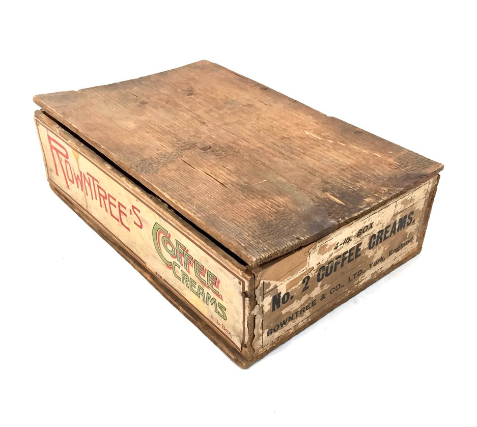 Antique Advertising - Rowntree's Coffee Creams Wooden Shop Counter Display Box