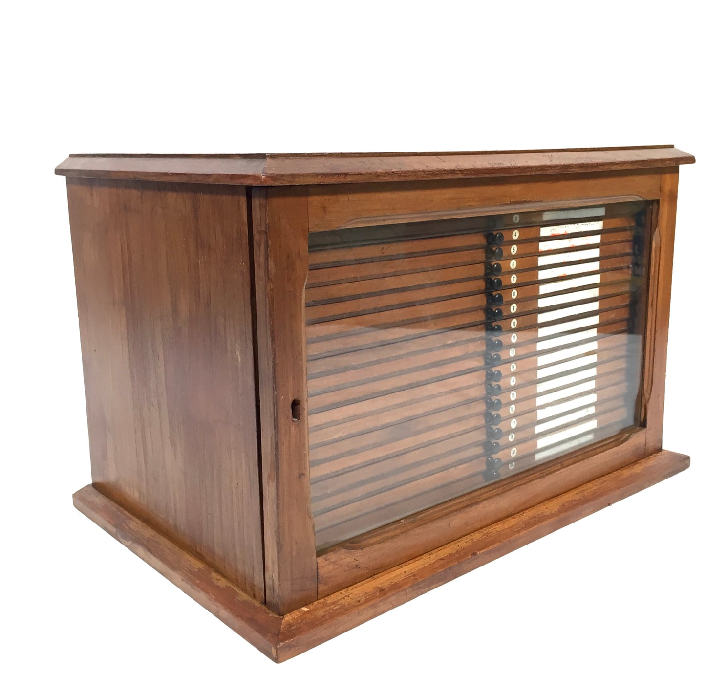 Antique Wooden & Glazed Fronted Tabletop Microscope Slide Collectors Cabinet Box