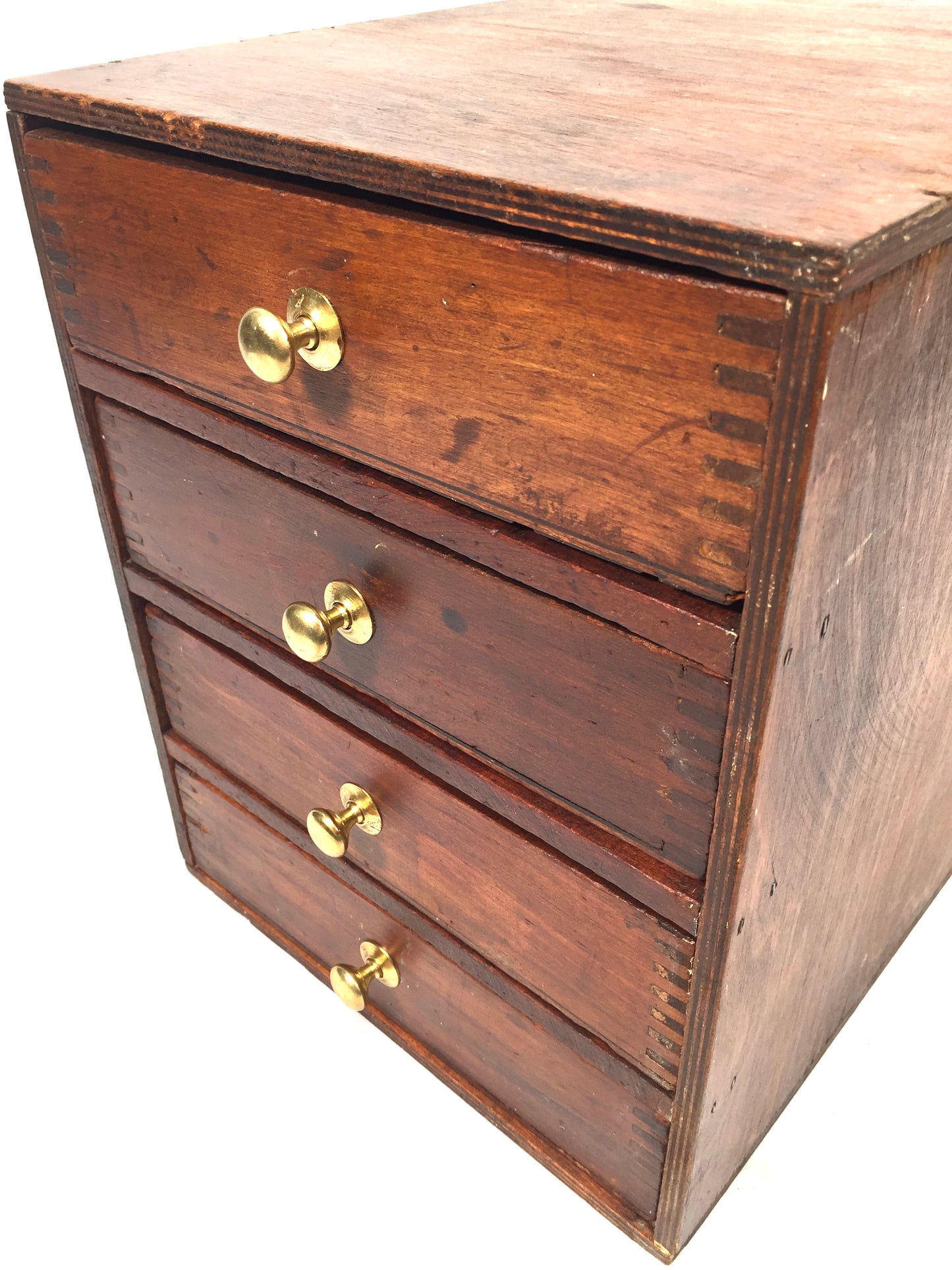 Antique Tabletop Wooden Chest of Drawers / Filing Storage Box Cabinet c.1950