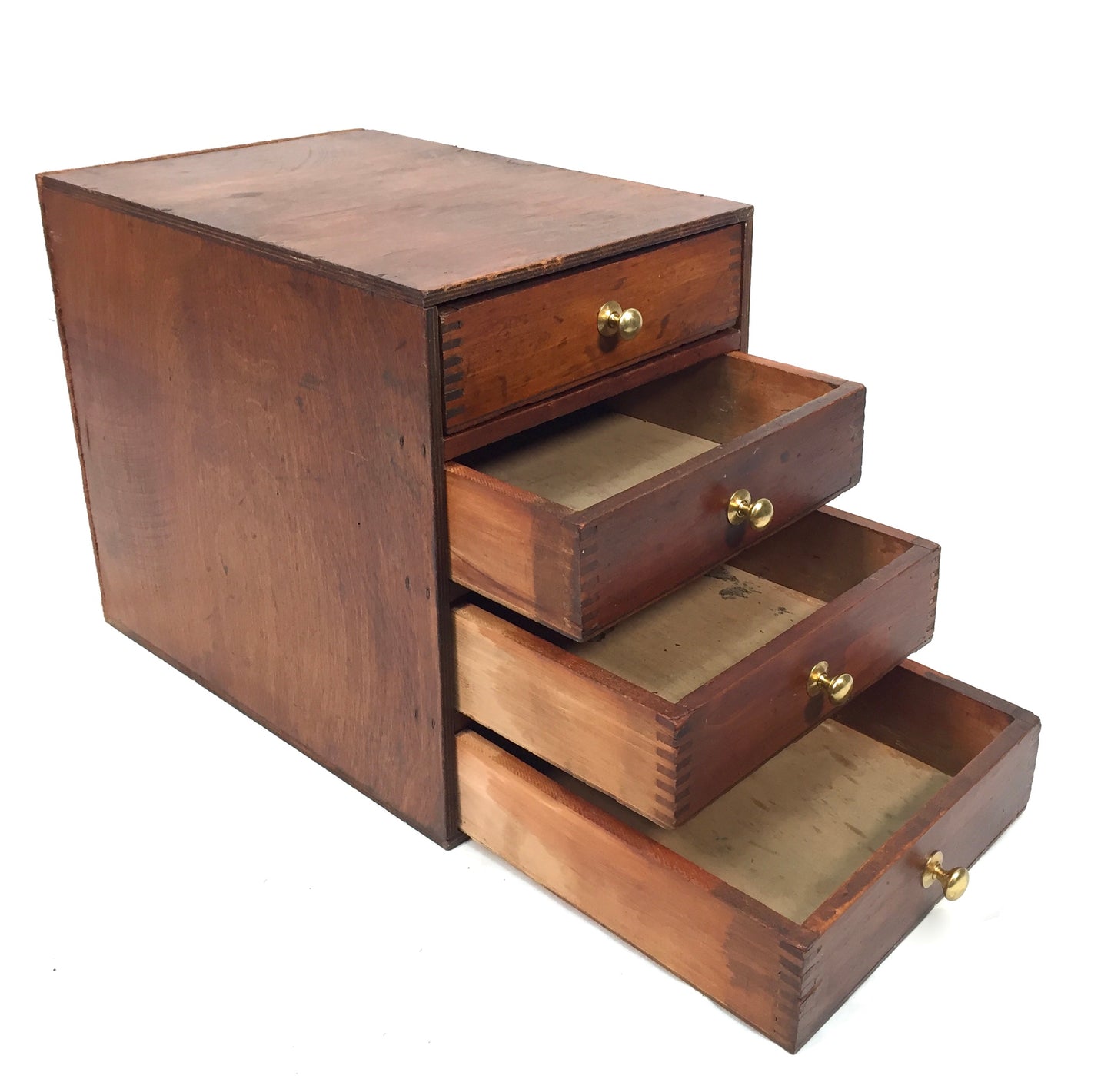 Antique Tabletop Wooden Chest of Drawers / Filing Storage Box Cabinet c.1950