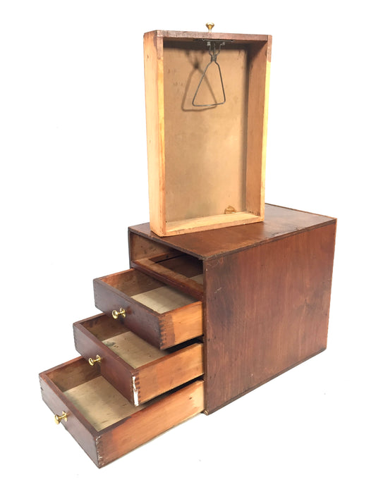 Antique Tabletop Wooden Chest of Drawers / Filing Storage Box Cabinet c.1950