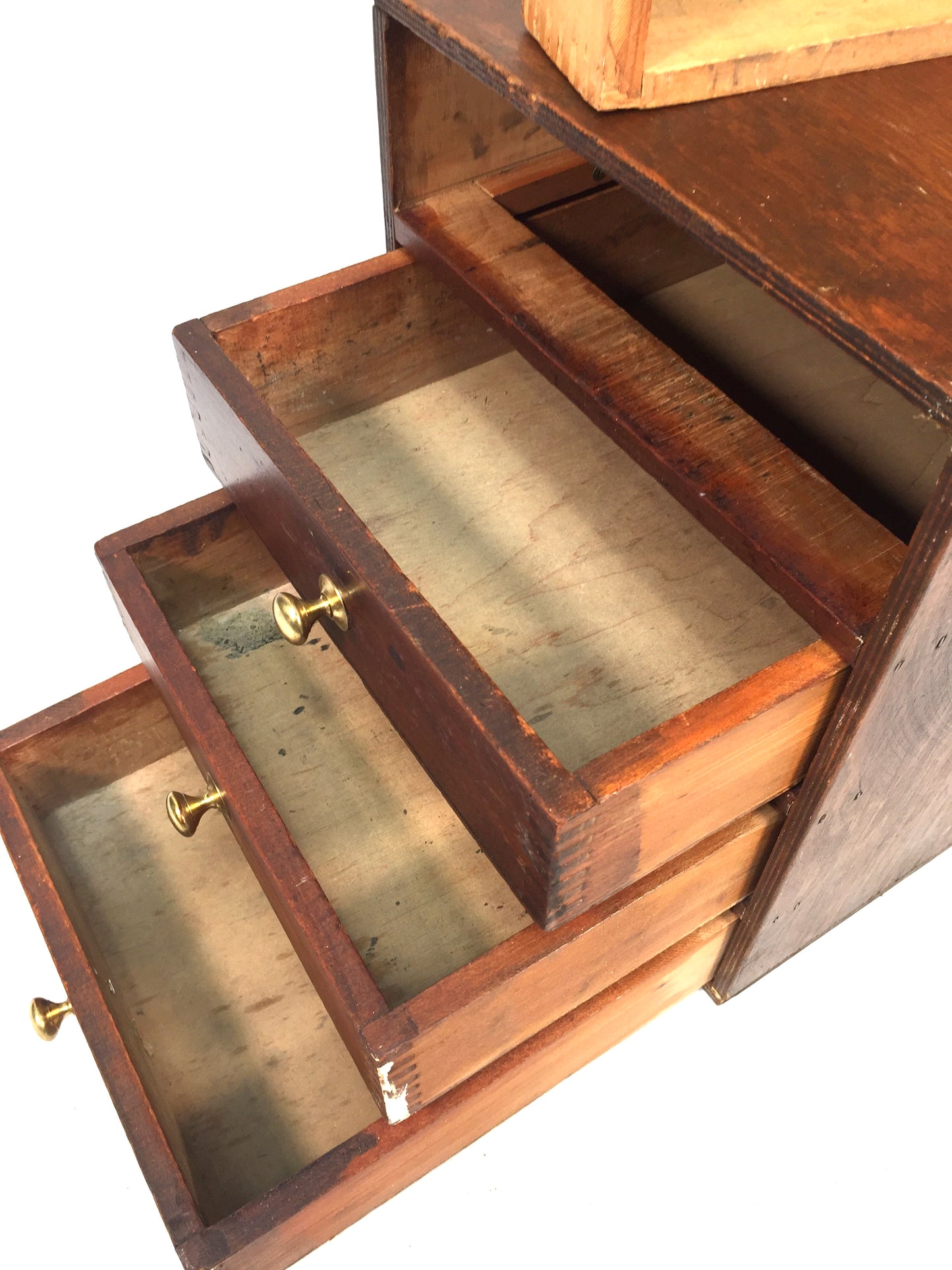 Antique Tabletop Wooden Chest of Drawers / Filing Storage Box Cabinet c.1950
