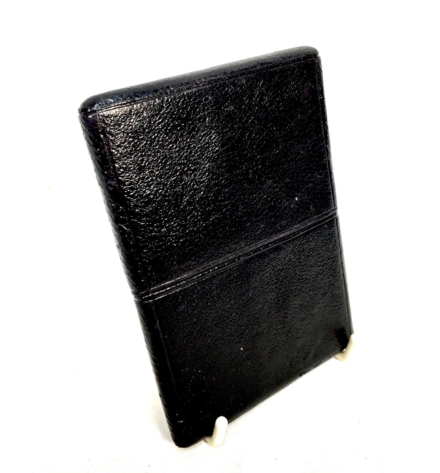 Antique Textured Black Leather Card Case / Wallet / Storage Pouch Initialled D.B