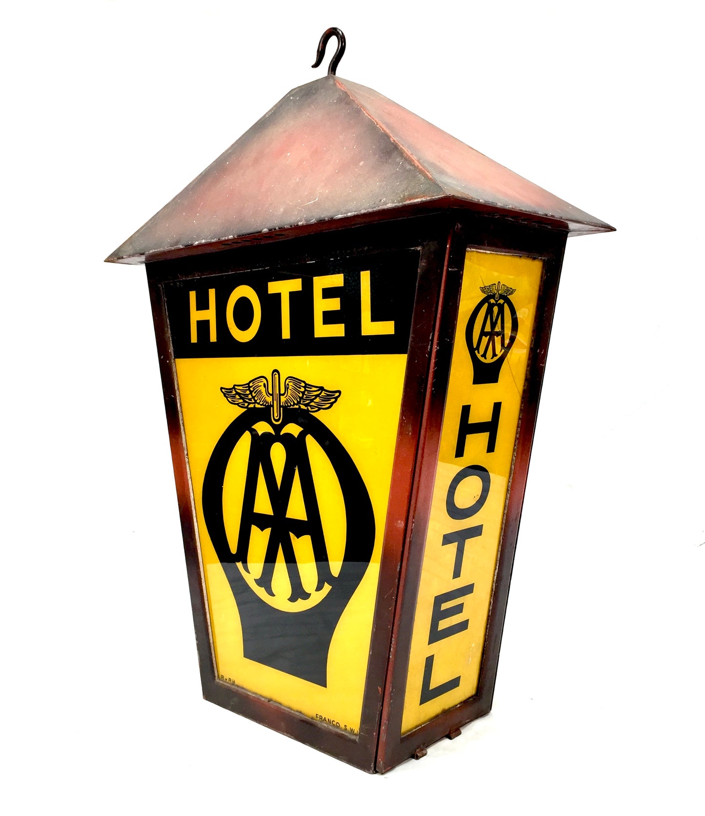 Antique Advertising - Original AA Hotel Illuminated Glass & Metal Lightbox Sign