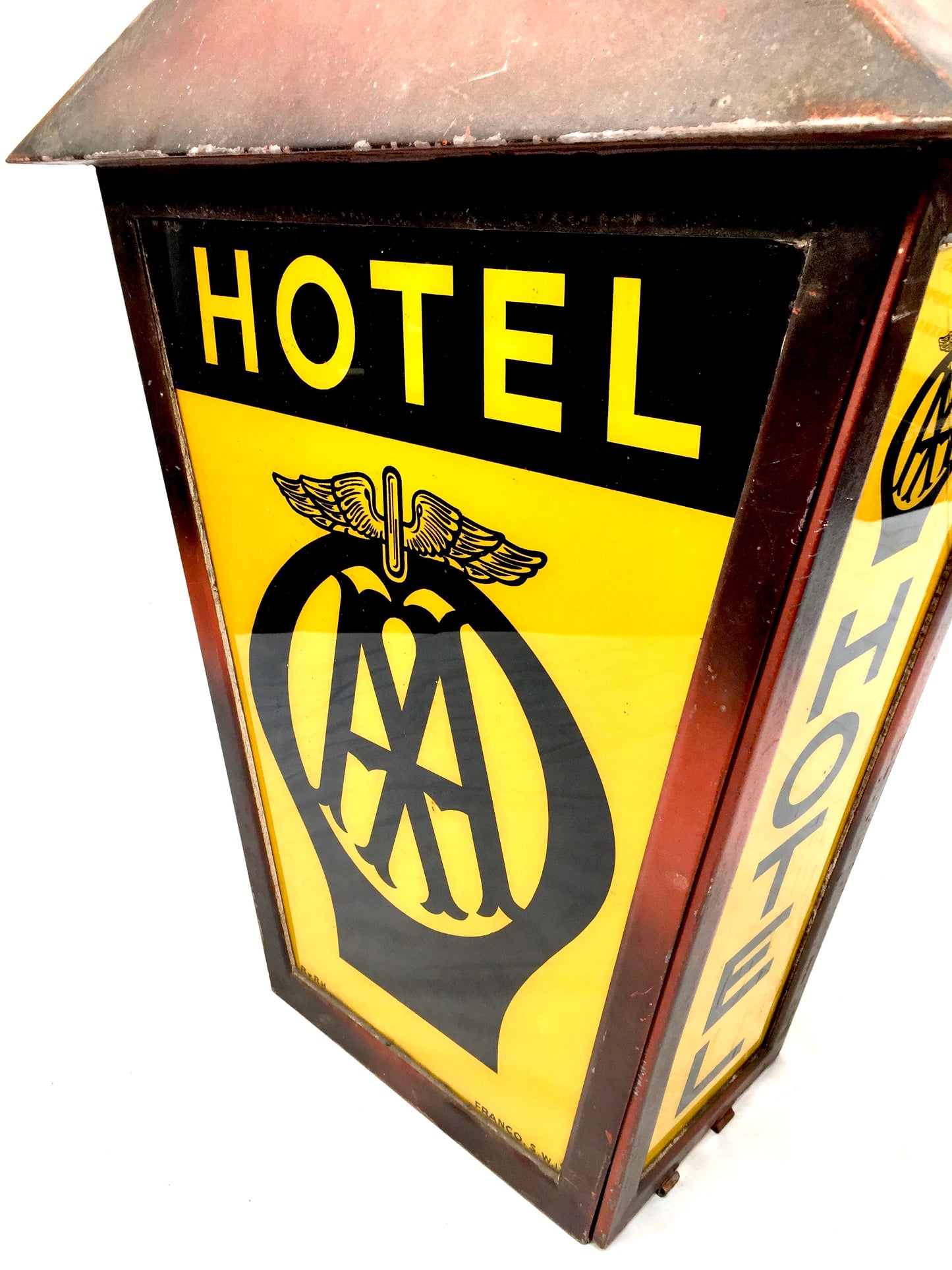 Antique Advertising - Original AA Hotel Illuminated Glass & Metal Lightbox Sign