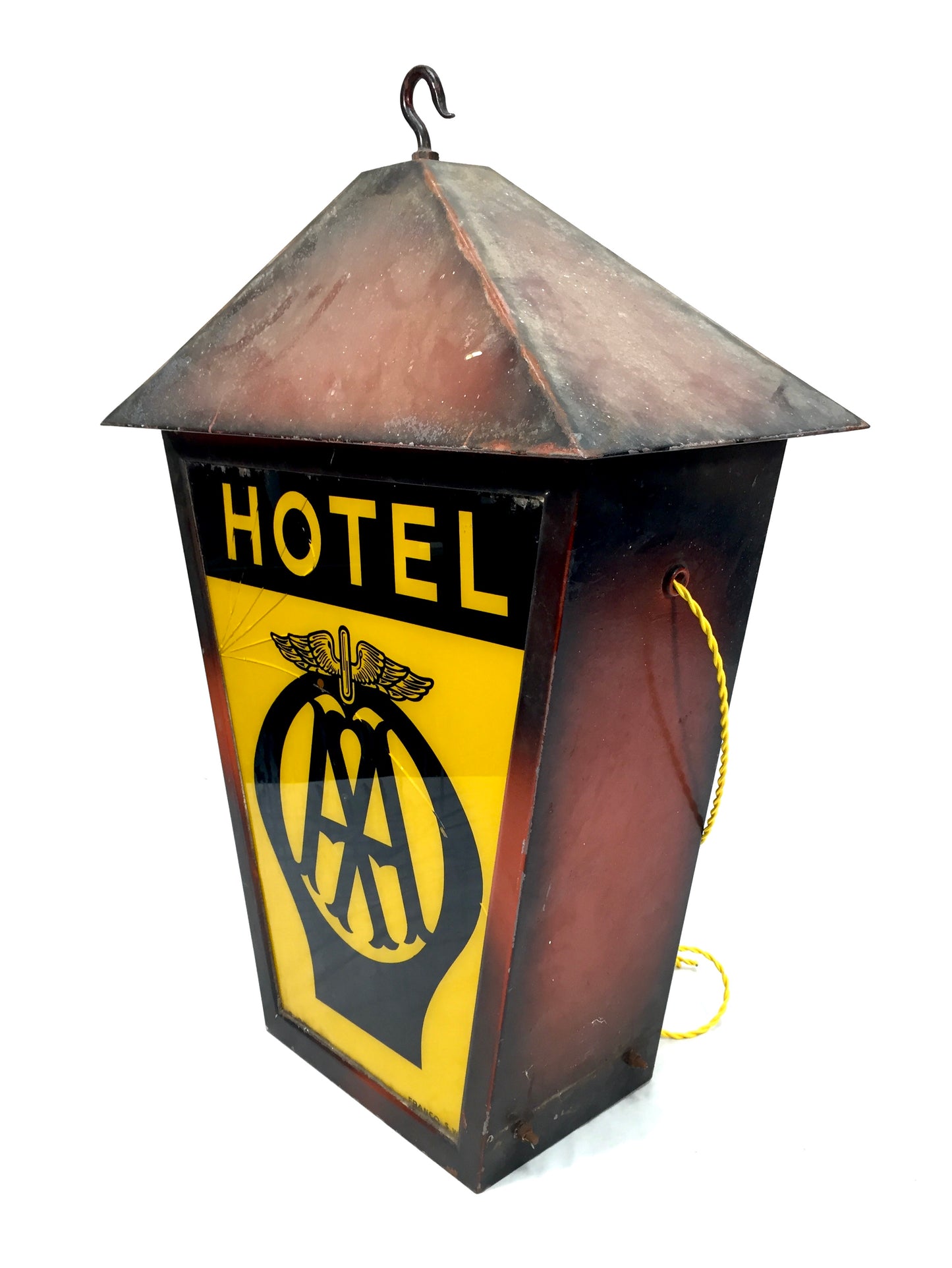 Antique Advertising - Original AA Hotel Illuminated Glass & Metal Lightbox Sign